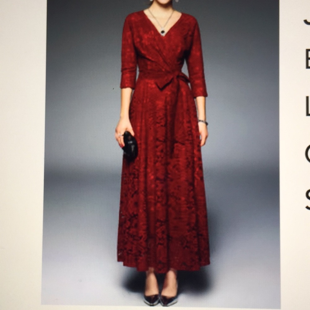 Elegant crocheted A-line sleeve V neck lace dress